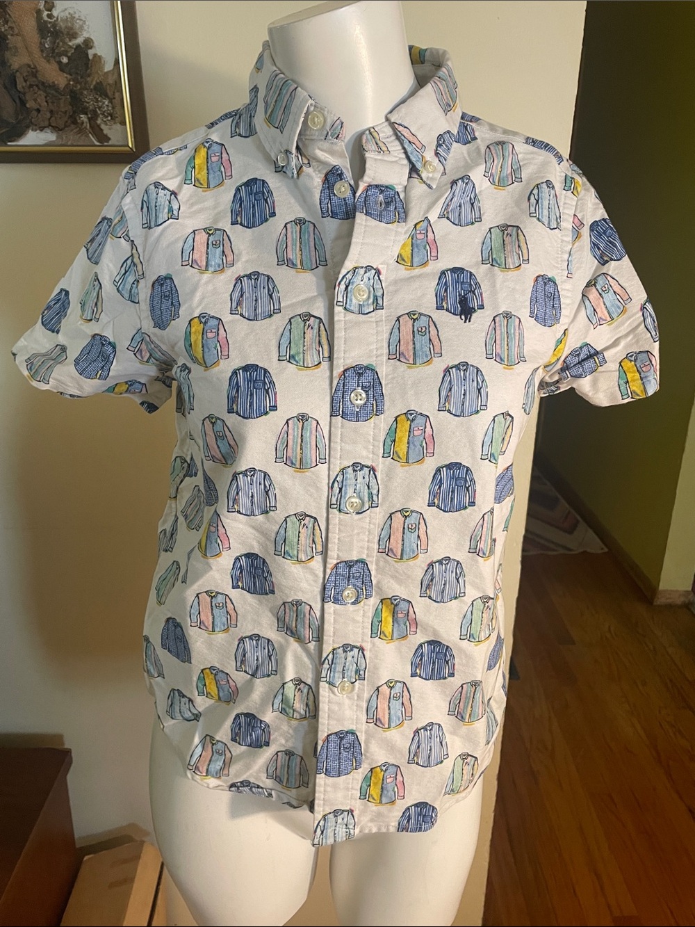 Polo Ralph Lauren Short-Sleeve Button-Down Shirt with Colorful Shirt Print